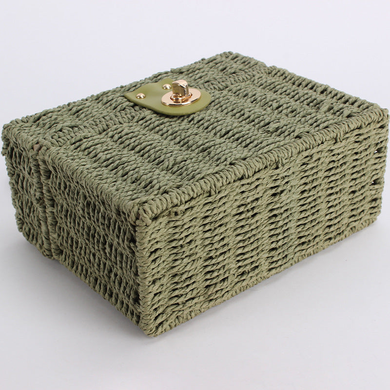 Vintage Wicker Box Clutch