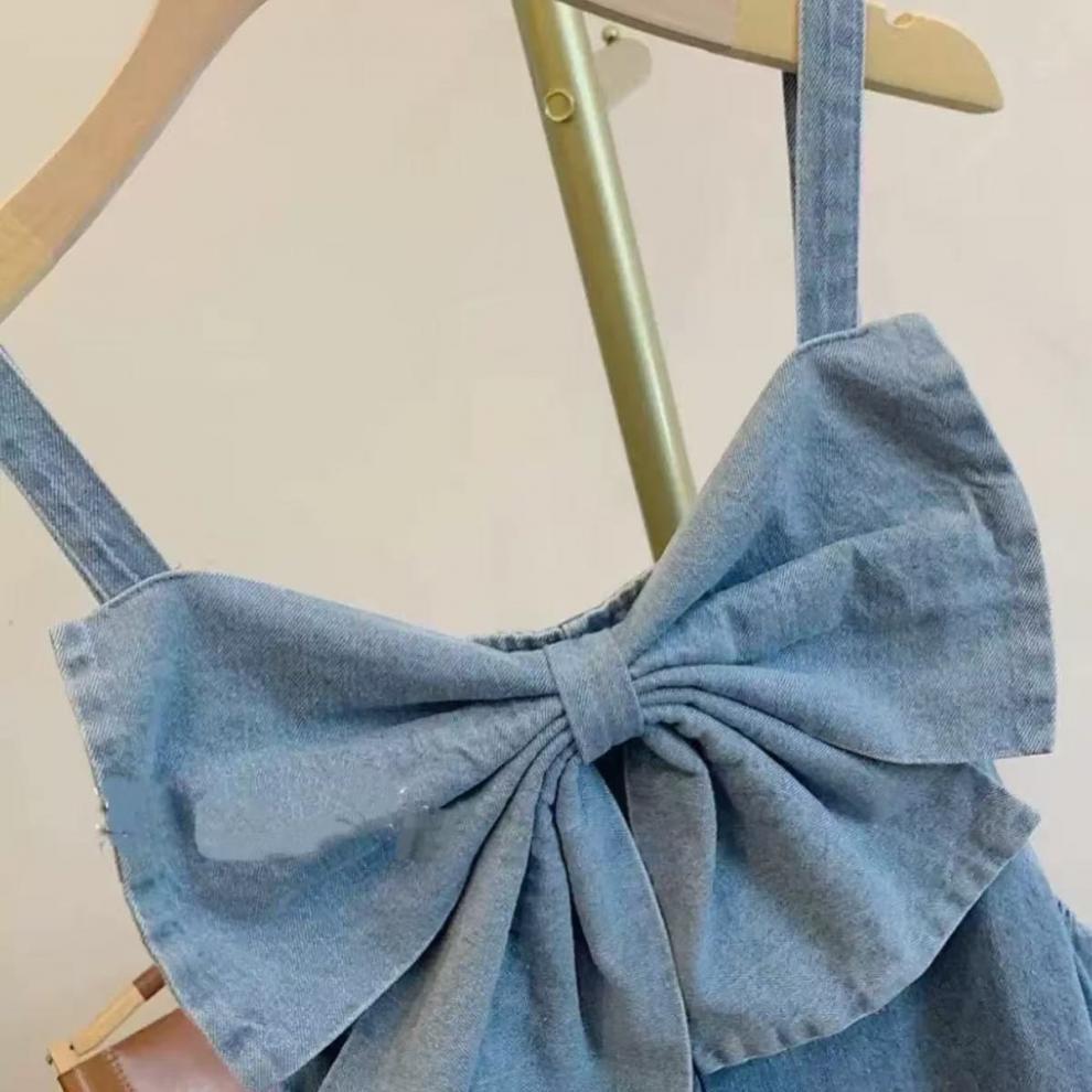 Bow Strap Denim Suspenders