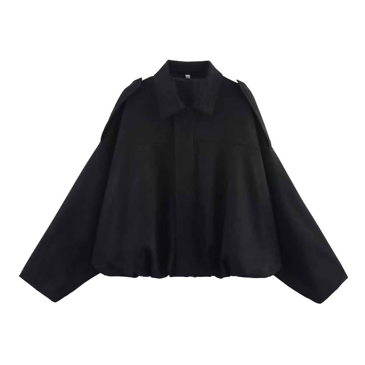 Lapel Long Sleeve Motorcycle Cropped Coat