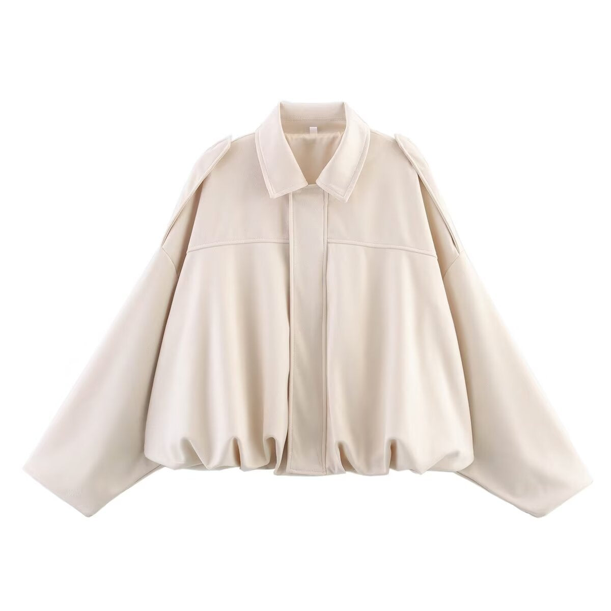 Lapel Long Sleeve Motorcycle Cropped Coat