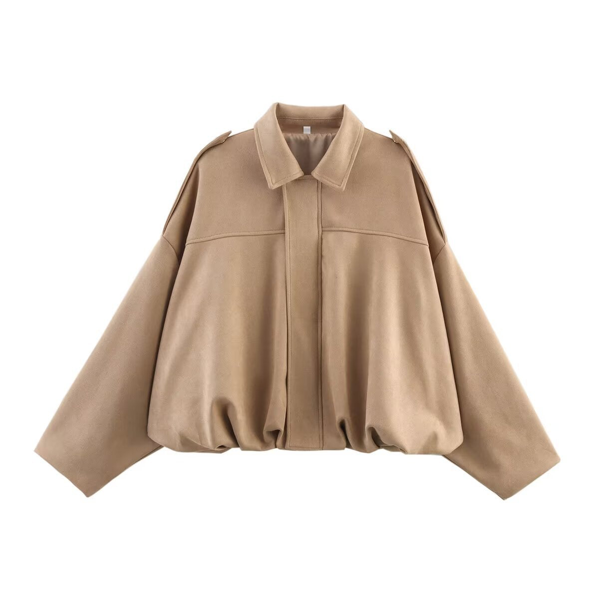 Lapel Long Sleeve Motorcycle Cropped Coat