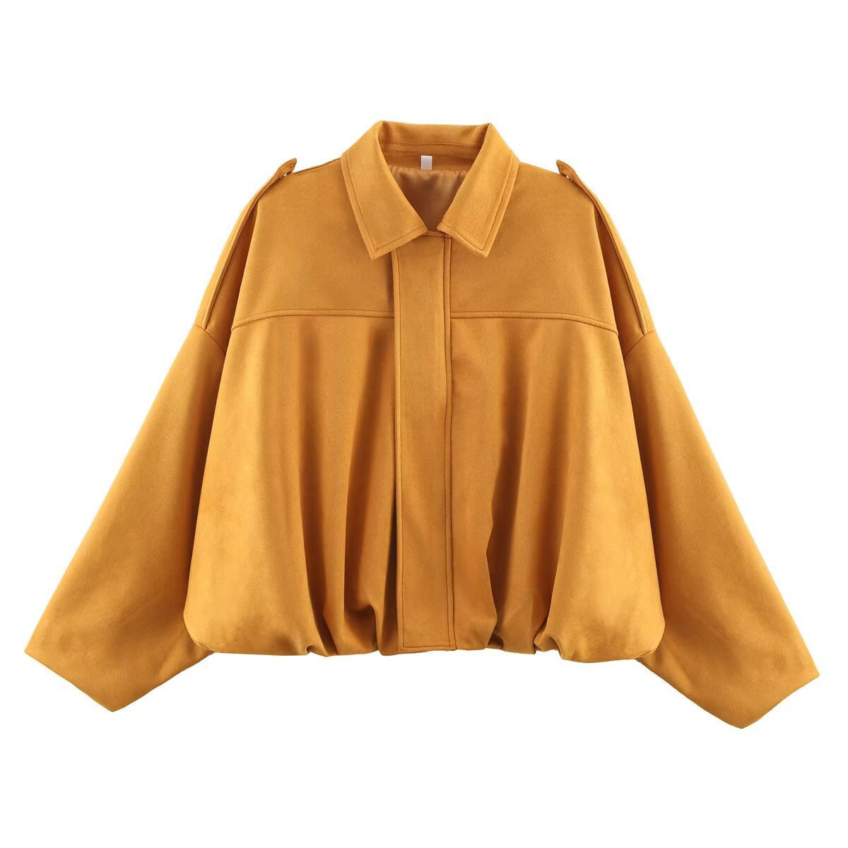 Lapel Long Sleeve Motorcycle Cropped Coat