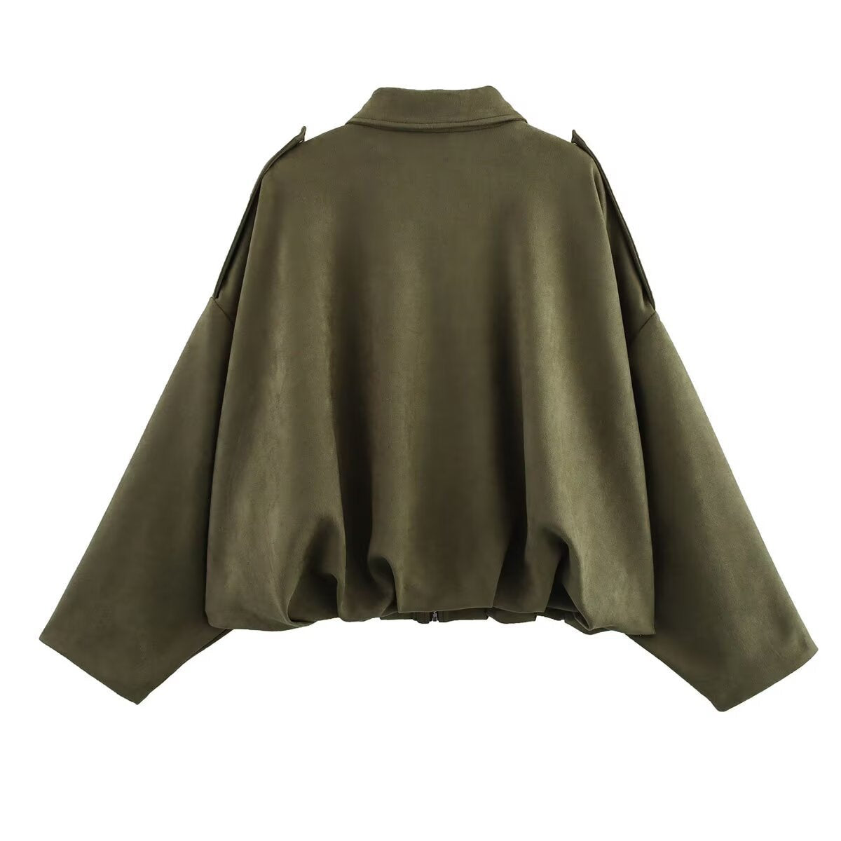 Lapel Long Sleeve Motorcycle Cropped Coat