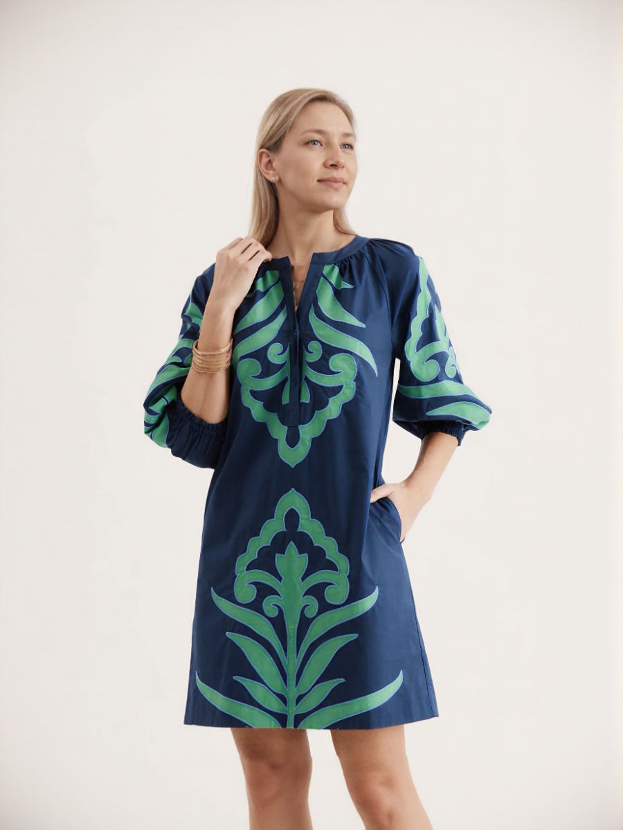 Floral Applique Soft Shift Dress