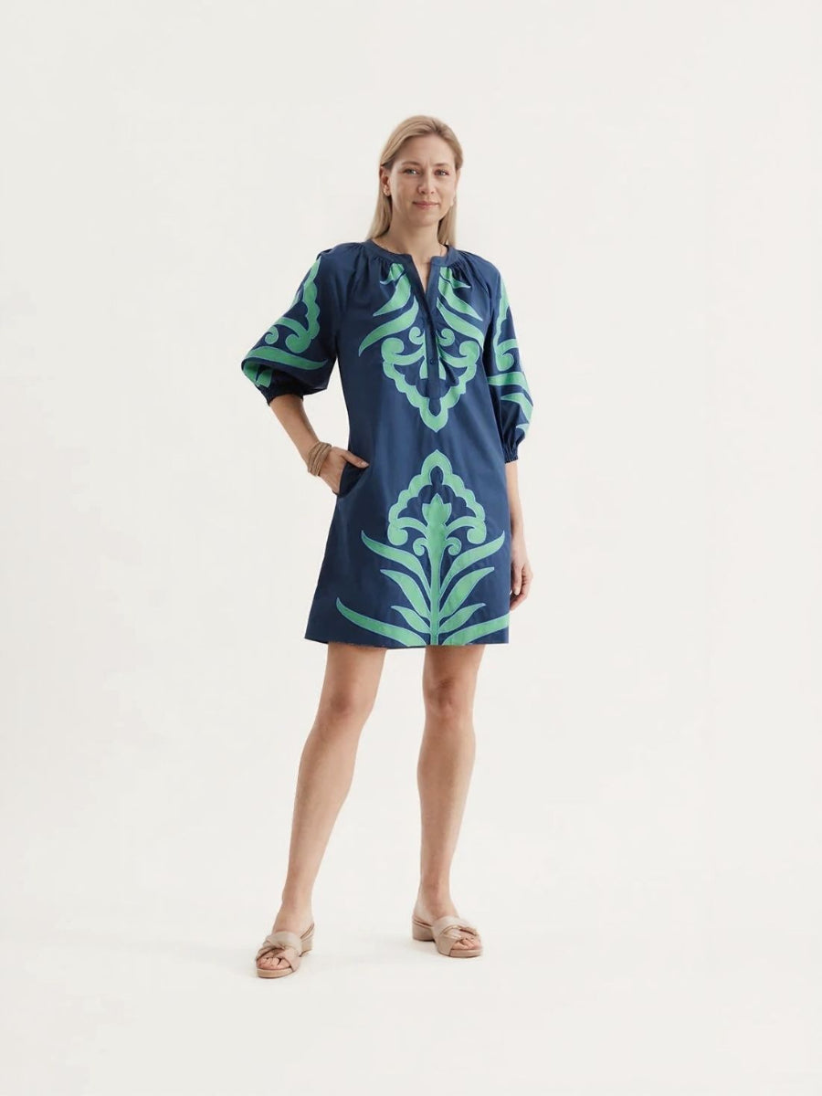 Floral Applique Soft Shift Dress