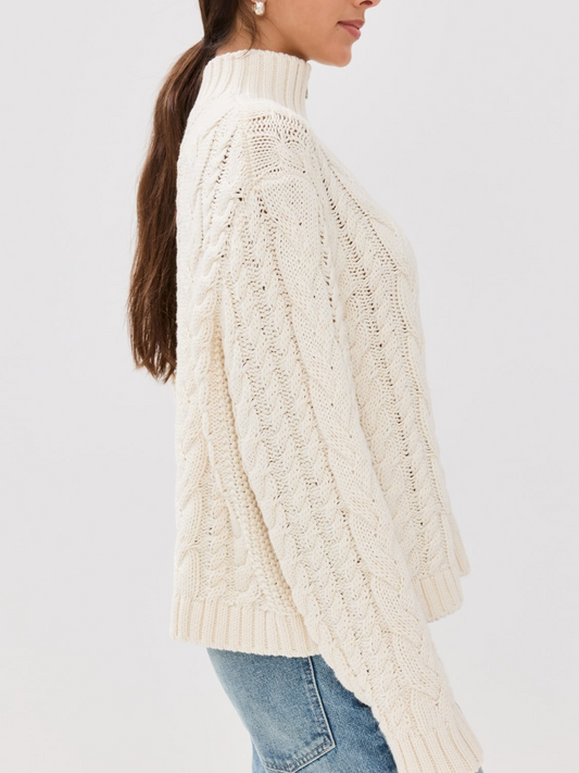 Cotton Cable Half Zip Sweater