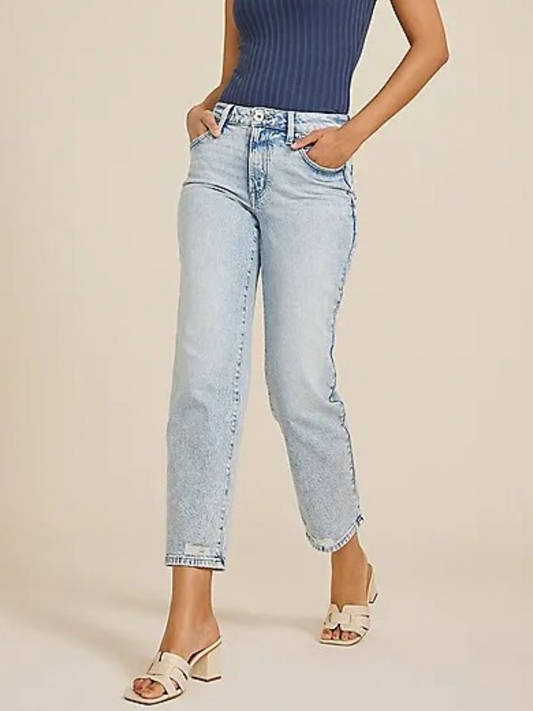 Light High Rise Relaxed Straight Ankle Jean