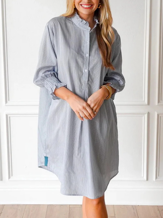 Ruffle Collar Striped Dress