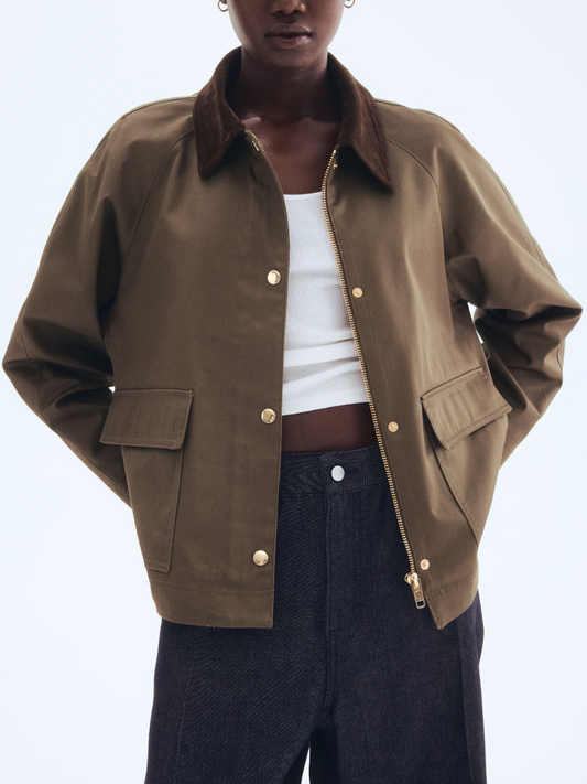Jacket With Corduroy Collar