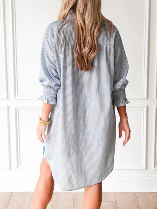 Ruffle Collar Striped Dress