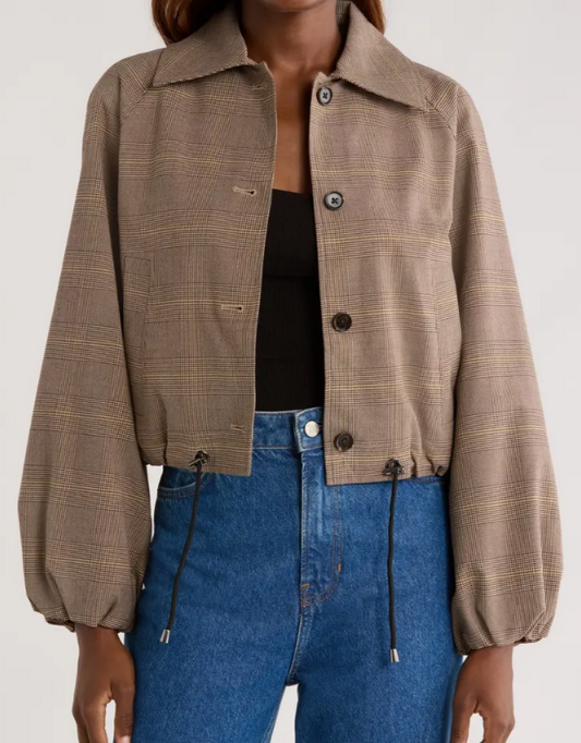 Plaid Bomber Short Jacket