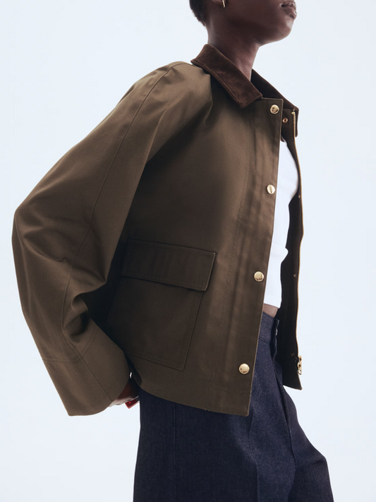 Jacket With Corduroy Collar